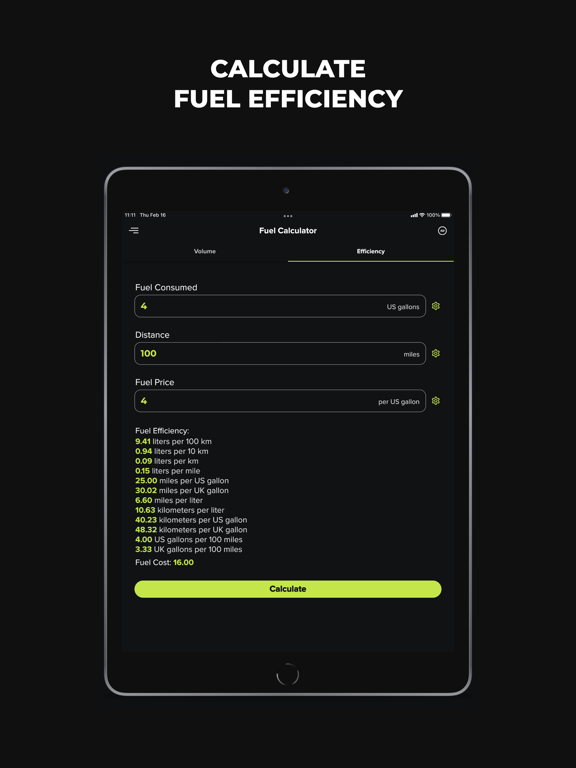 Fuel Calculator App iPad screenshot 5 - Utilities app