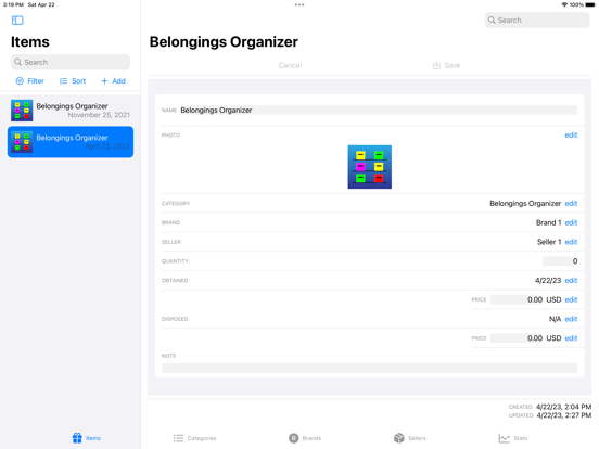 Screenshot #5 pour Belongings Organizer