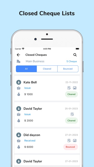 Chequebook Ledger Screenshot