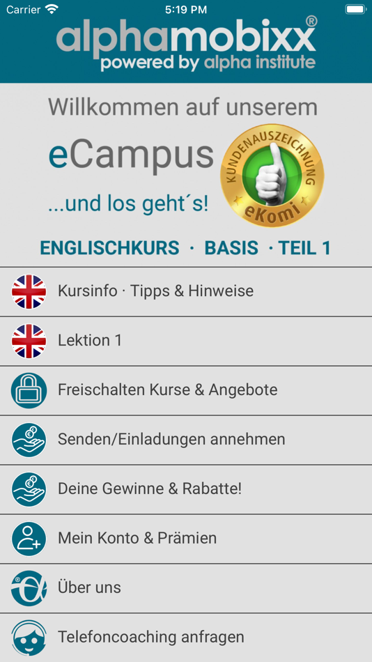 #2. Englisch Basis 1 (iOS) Podle: Alpha Institute & College S.L