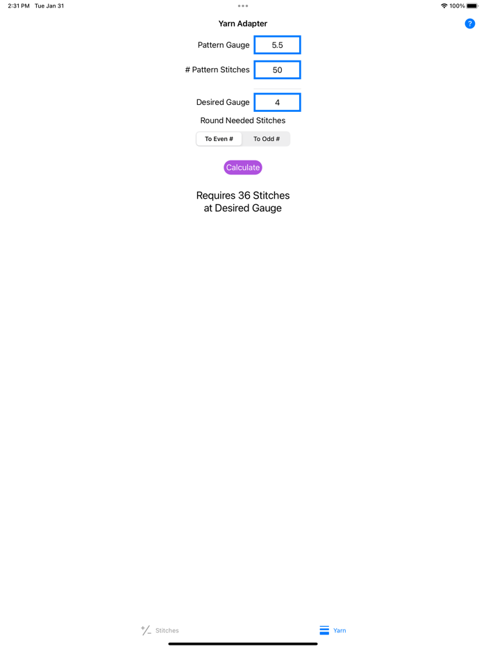 Knitting Stitch Calculator