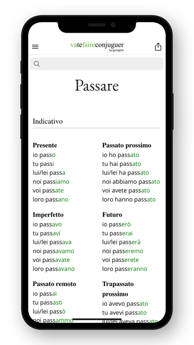 Italian conjugation Screenshot