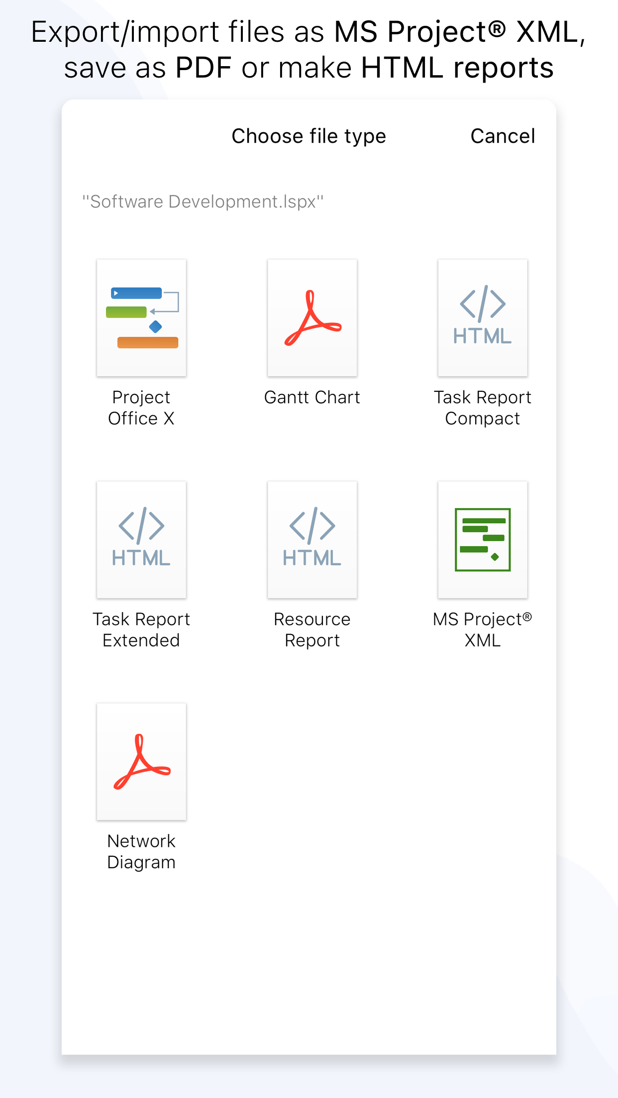 Project Office X: Gantt chart