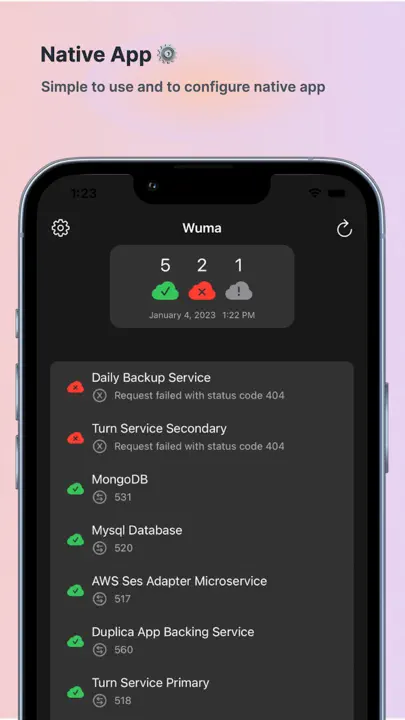 Wuma - Uptime Kuma Manager iPhone-skjermbilde 5