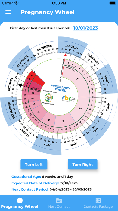 Pregnancy Wheel Rwanda version Screenshot