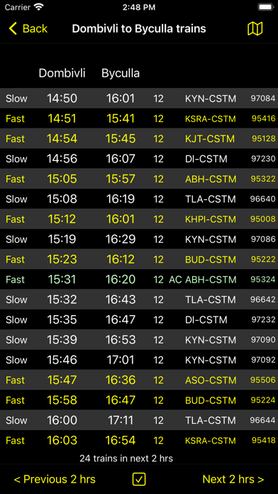 Mumbai Local Train Timetable Screenshot