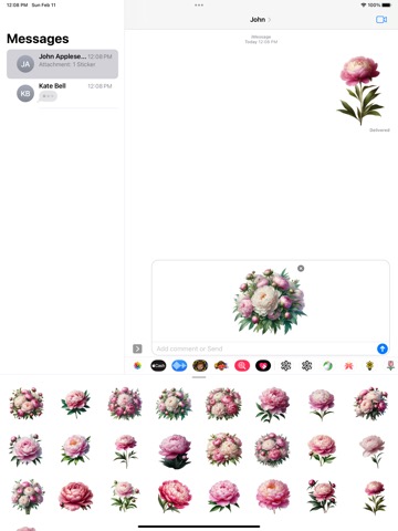 Peony Stickersのおすすめ画像3