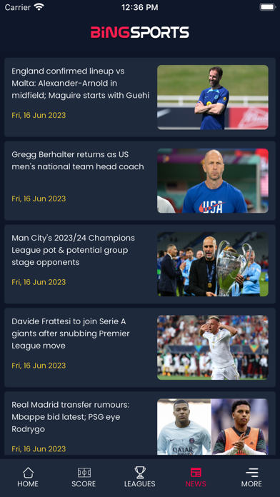 Bingsport - Football Live for iPhone - Download
