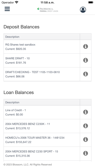 ProMedica FCU Screenshot