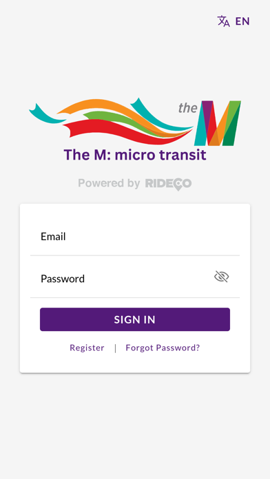 The M - Microtransit Screenshot