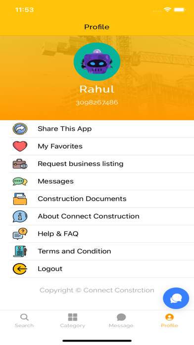 Connect Construction app Screenshot