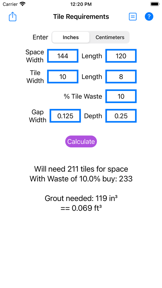 #1. Tile & Grout Calculator (iOS) 由: H3 Apps, LLC