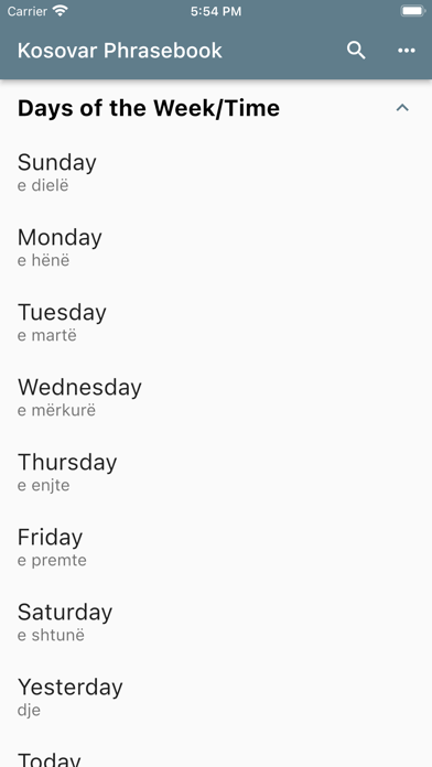 Kosovar Albanian Phrasebook Screenshot