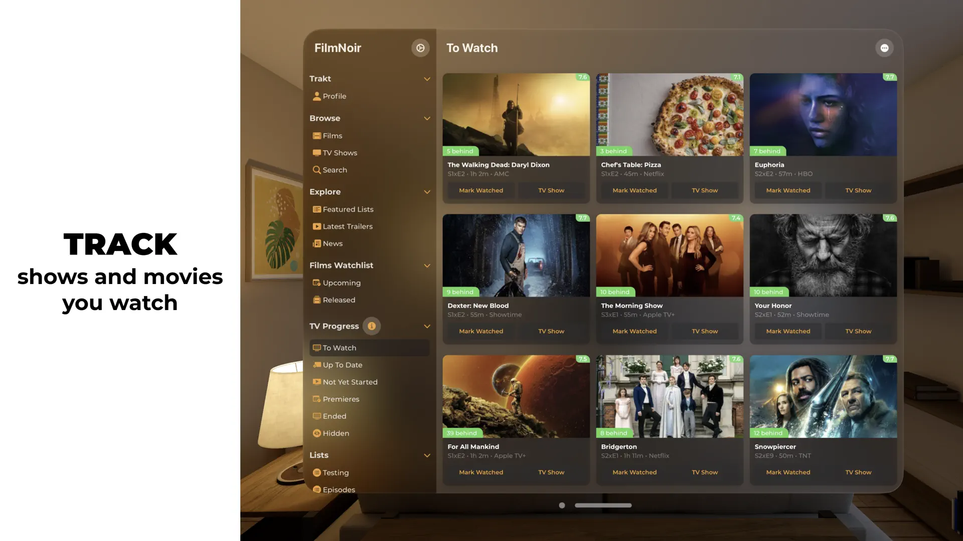FilmNoir TV Tracker for Trakt screenshot