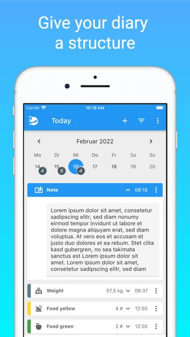 Nuggets - Structured diary Screenshot