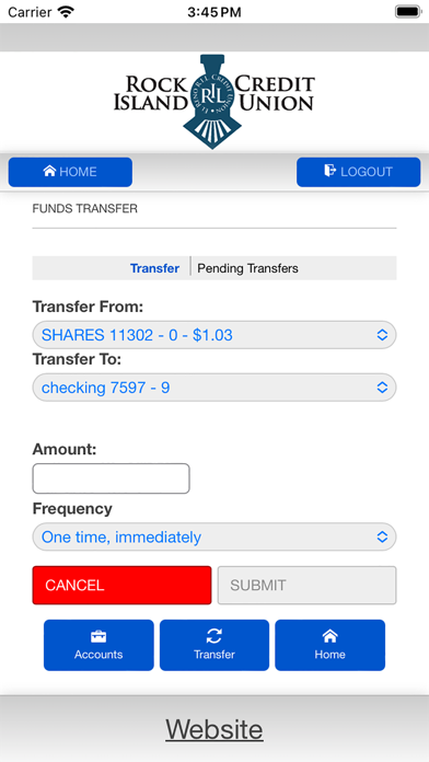 Rock Island Credit Union Screenshot