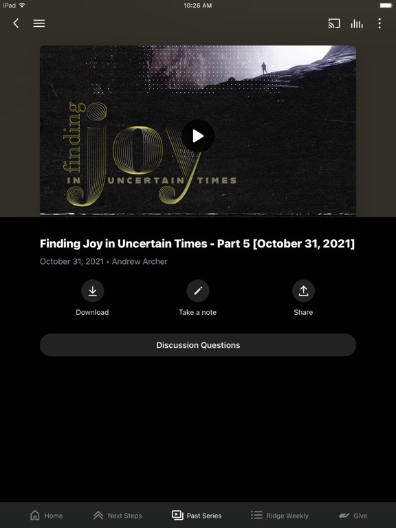 Chestnut Ridge Church iPad screenshot 2 - Education app