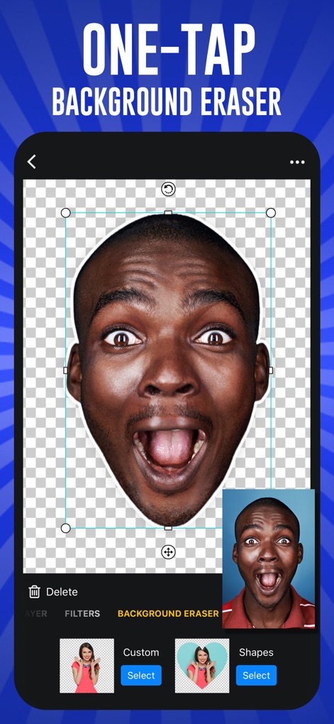 Meme Maker Pro: Make Memes - This tool features a powerful one-tap background eraser, allowing users to precisely cut out subjects and integrate them into new designs or custom shapes.