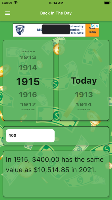 In The Day: US Inflation Calc Screenshot