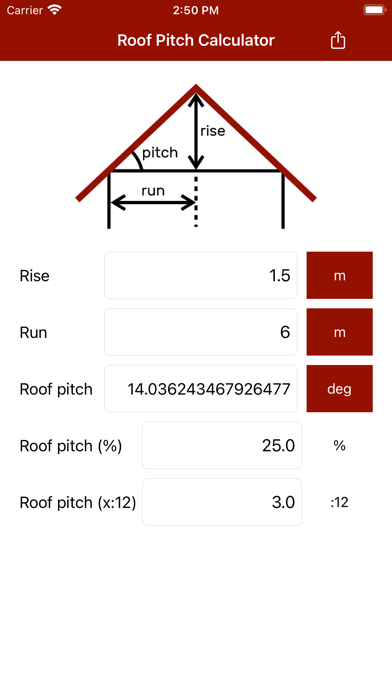 Screenshot #1 pour Roof Pitch Calculator