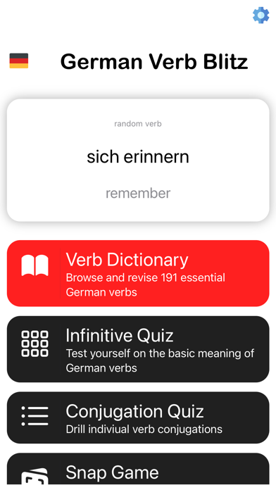 German Verb Blitz Screenshot