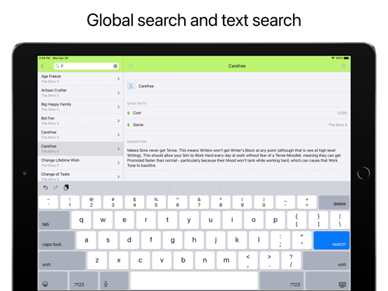 Pocket Wiki for The Sims iPad screenshot 7 - Reference app