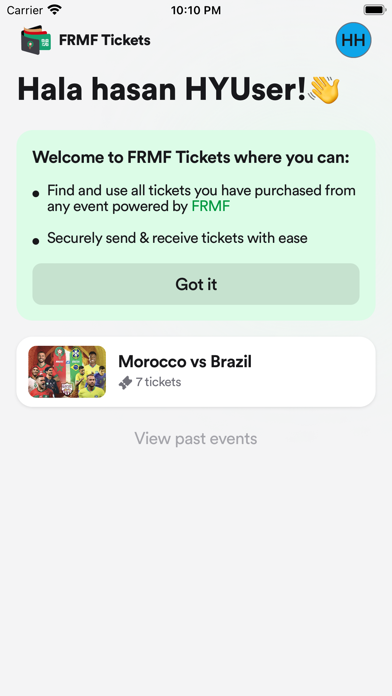 FRMF Tickets Screenshot