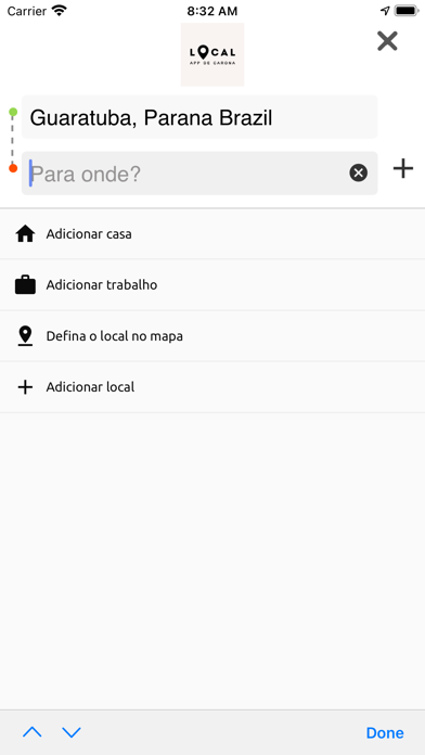 Local-App de Carona:Passageiro Screenshot