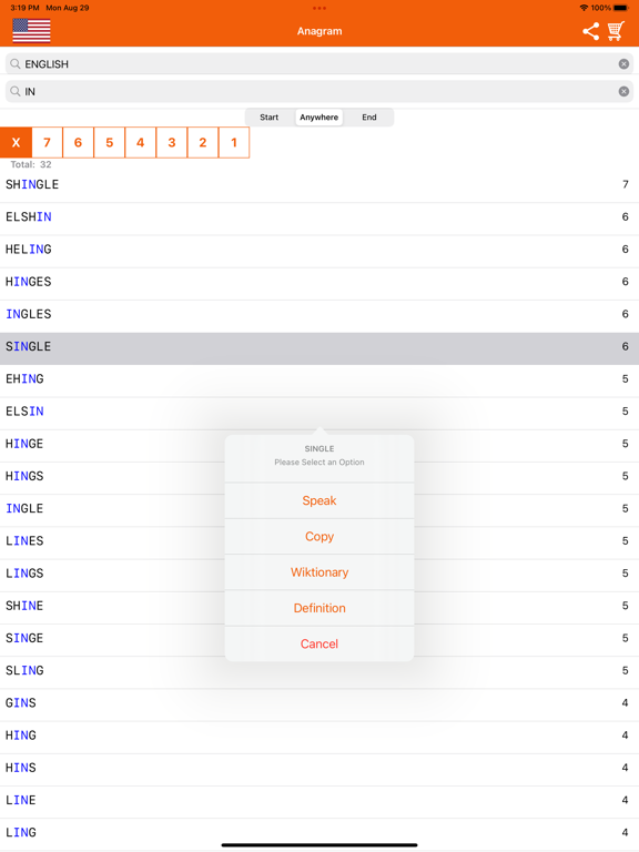 Screenshot #6 pour Solveur d'anagrammes :