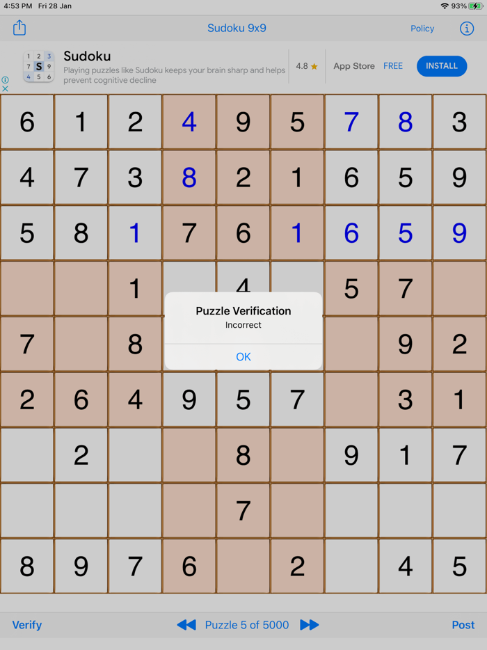 Sudoku 9x9 Game