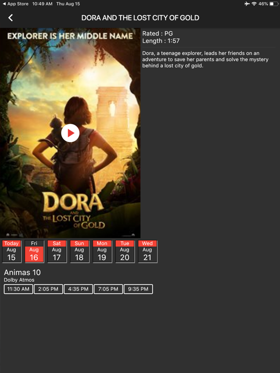 Omni Cinemas iPad screenshot