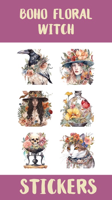 Boho Floral Witch Stickers Screenshot