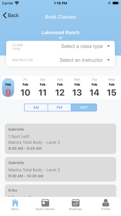 Mantra Fitness App Screenshot