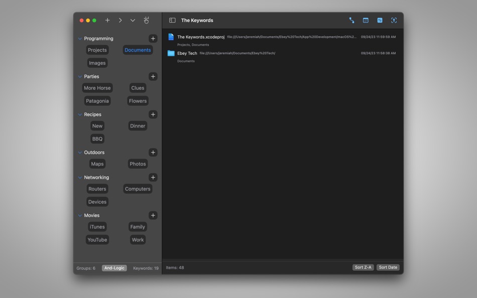 #1. The Keywords (macOS) 由: Ebey Tech LLC