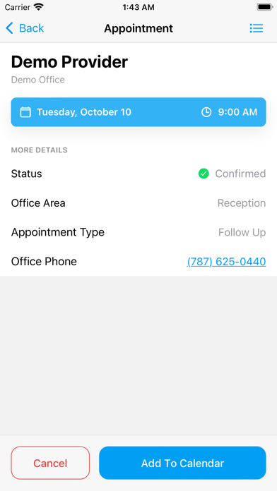 EHRez Patient Portal Screenshot