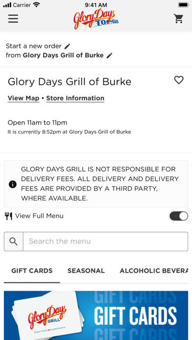 Glory Days Grill To Go Screenshot