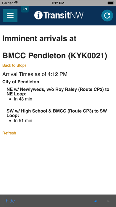 Pendleton Transit Screenshot