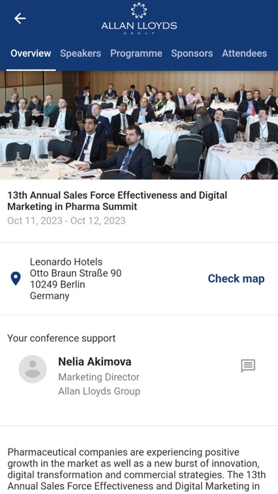 Allan Lloyds Conferences Screenshot
