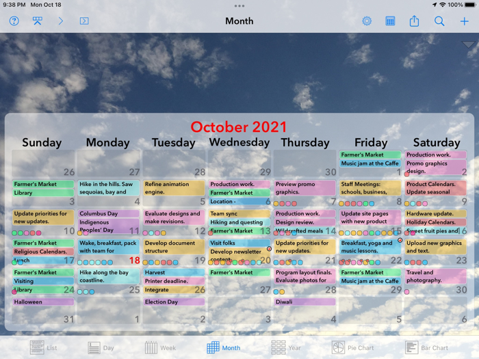 Perspectiva Calendars Charts