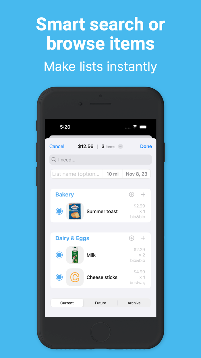 Shopping List - Bread and Milk