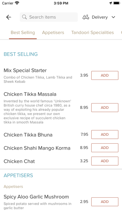 Monsoon Indian Restaurant, Screenshot