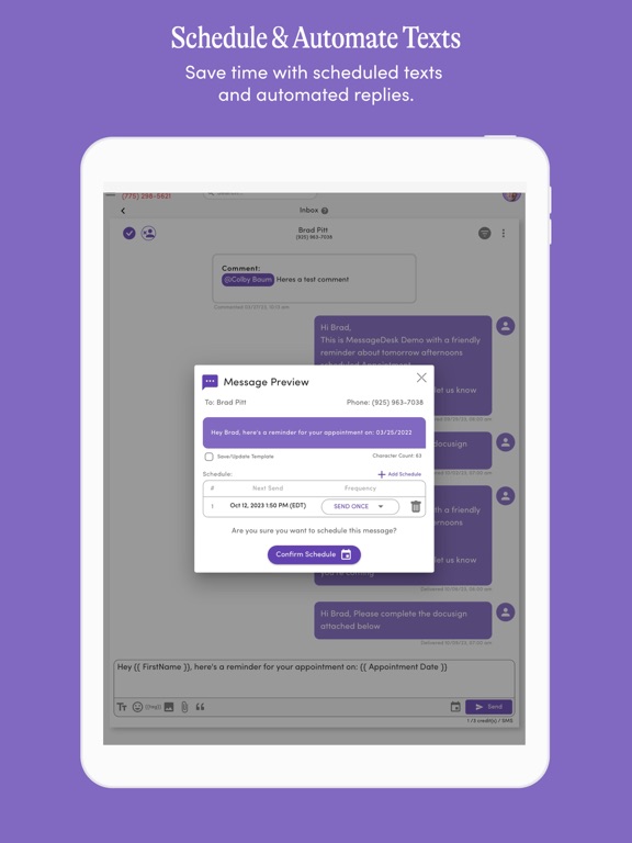 MessageDesk iPad screenshot