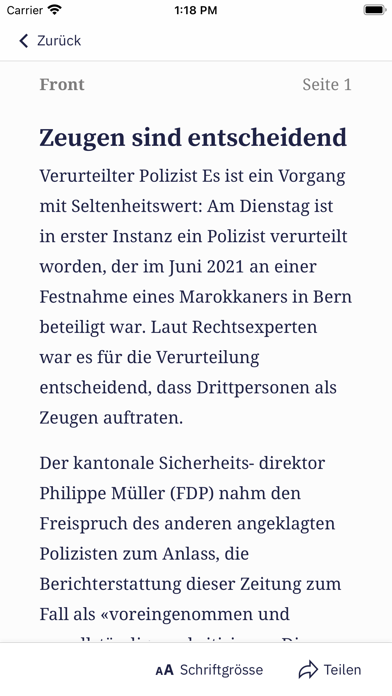 BZ Berner Zeitung E-Paper Screenshot