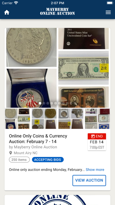 Mayberry Online Auction Screenshot