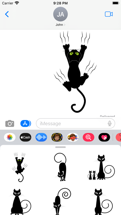 Black Funny Cat Stickers Screenshot