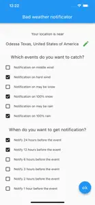 Bad Weather Notificator screenshot #2 for iPhone