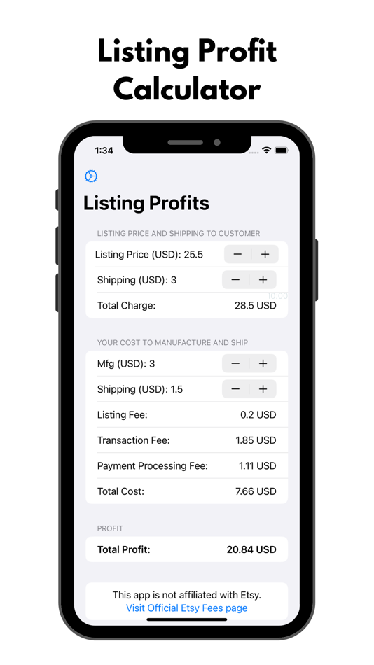 Listing Profit Calculator - 1.0 - (iOS)