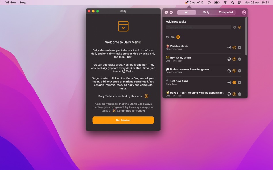 #1. Daily Menu - To-do and Tasks (macOS) 由: Marcos Morais