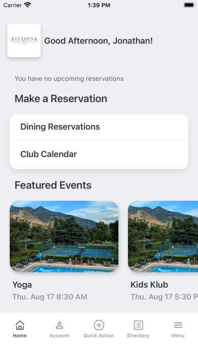 Altadena Country Club App Screenshot