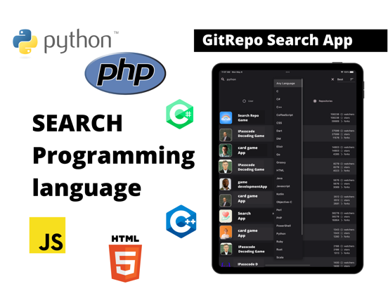 Screenshot #5 pour GitRepo easy Search App.simple